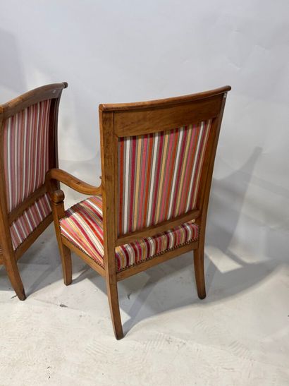 Molded walnut bergère and armchairs, with...