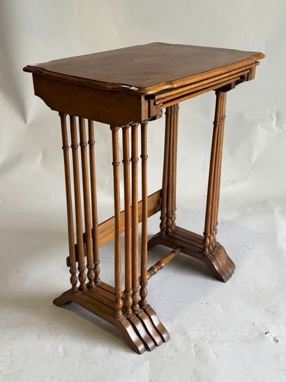 Suite of four nesting tables in wood and...