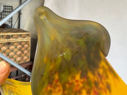 Large 7-light floor lamp in patinated metal,...