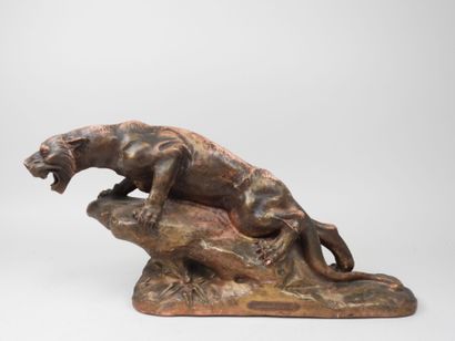Émile ROUFF (XIXe-XXe).
Panthère à l'affut.
Sujet...