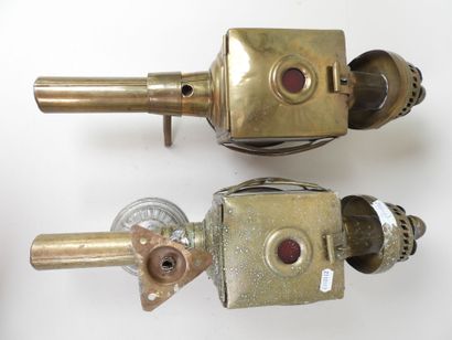 Paire de lanternes de fiacre en laiton doré...