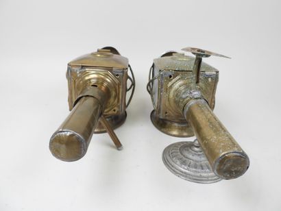 Paire de lanternes de fiacre en laiton doré...