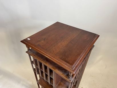 Bibliothèque tournante et roulante en bois...