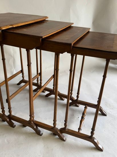 Suite of four nesting tables in wood and...
