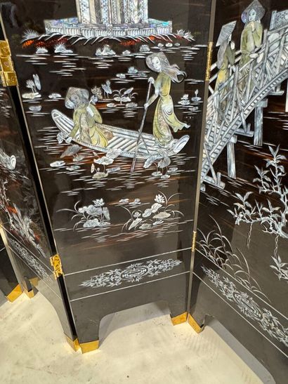 CHINA, 20th century.
A large six-panel folding...