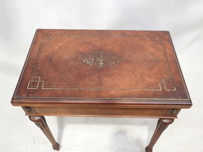Table à jeux portefeuille en bois et placage,...