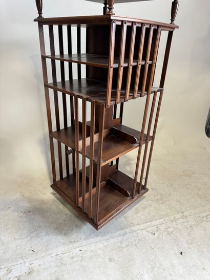 Bibliothèque tournante et roulante en bois...