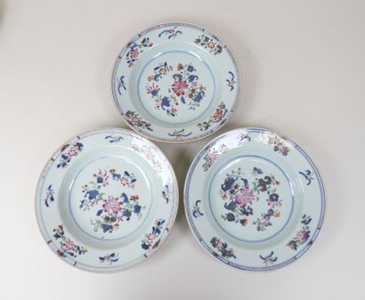 CHINE, XIXe - XXe.
Lot de six assiettes en...