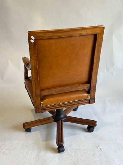 Swivel desk armchair in molded wood and imitation...