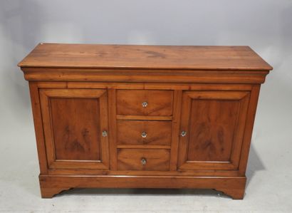 Buffet bas en bois et placage de merisier...