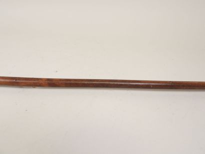 Canne en bois, le pommeau en argent 800/1000e...