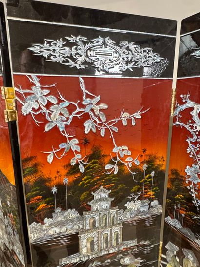 CHINA, 20th century.
A large six-panel folding...