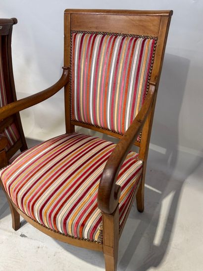 Molded walnut bergère and armchairs, with...