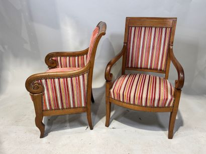 Molded walnut bergère and armchairs, with...