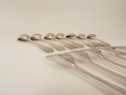 Lot de 7 cuillères et 6 fourchettes en argent...