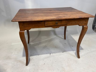 Natural wood writing table opening with a...