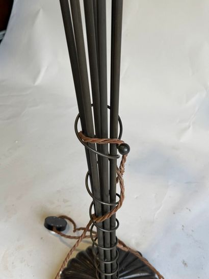 Large 7-light floor lamp in patinated metal,...