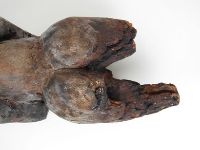 AFRIQUE. 
Sculpture en bois et métal à figure...