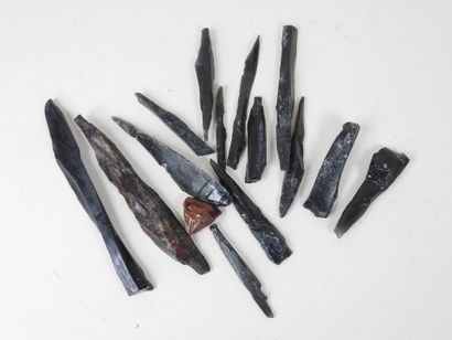 Lot de pierres taillées.
L. 16,5 cm (la plus...