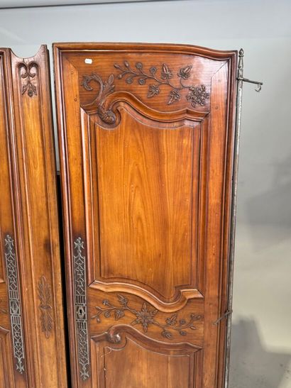 Paire de portes d'armoire en merisier à décor...