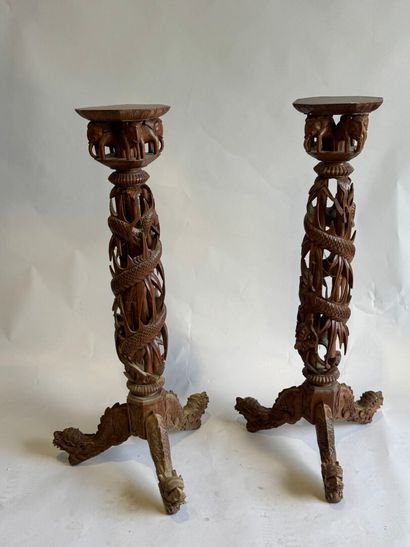 ASIA, 20th century.
Pair of octagonal tripod...