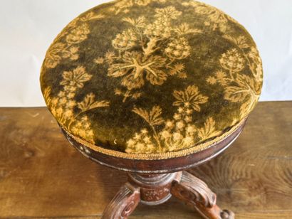 Carved wood tripod piano stool with screw,...