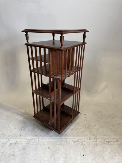 Bibliothèque tournante et roulante en bois...