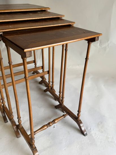 Suite of four nesting tables in wood and...