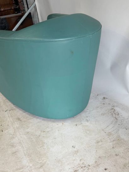 Club armchair in green leather, the square...