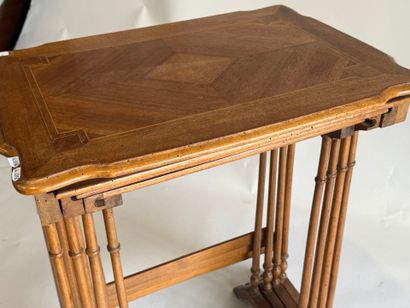Suite of four nesting tables in wood and...