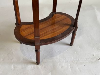 Oval-shaped bedside table in wood and veneer,...