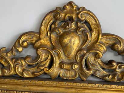 Rectangular wood and gilded stucco mirror...