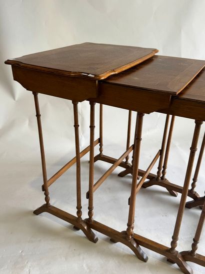 Suite of four nesting tables in wood and...