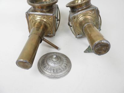 Paire de lanternes de fiacre en laiton doré...