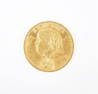 Pièce de 20 francs suisses en or, 1927.
