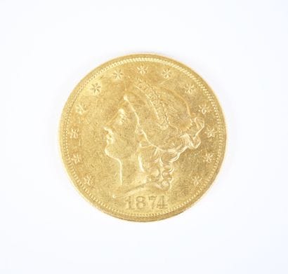 Pièce de 20 dollars US en or, Liberty, 1874,...