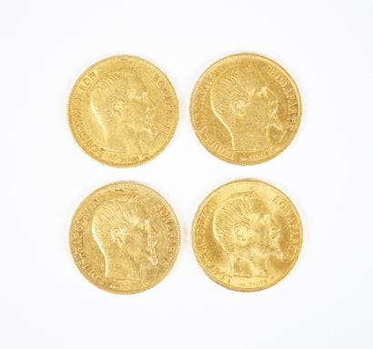 Ensemble de quatre pièces de 20 francs en...