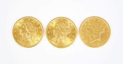 Ensemble de trois pièces de 20 dollars US...