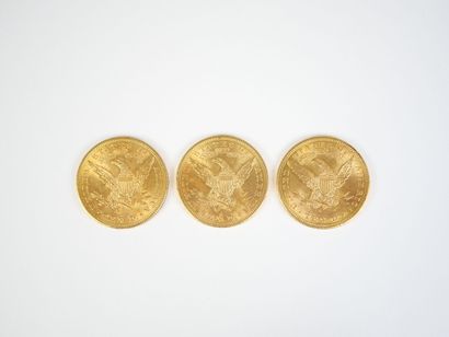 Ensemble de trois pièces de 10 dollars US...