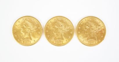 Ensemble de trois pièces de 10 dollars US...