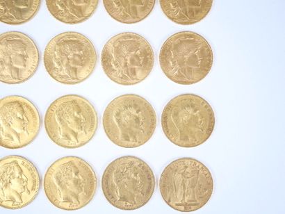 Ensemble de vingt pièces de 20 francs en...