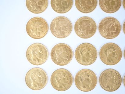 Ensemble de vingt pièces de 20 francs en...