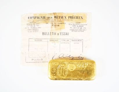 Lingot en or jaune d'1 kg (996,8 g), numéroté...