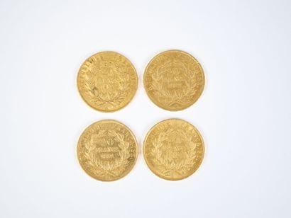 Ensemble de quatre pièces de 20 francs en...