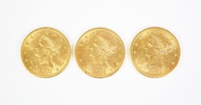 Ensemble de trois pièces de 10 dollars US...