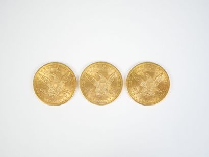 Ensemble de trois pièces de 10 dollars US...
