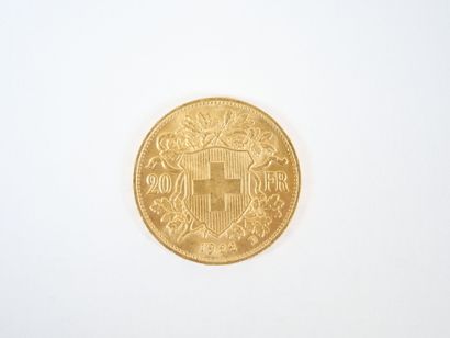 Pièce de 20 francs suisses en or, 1922.