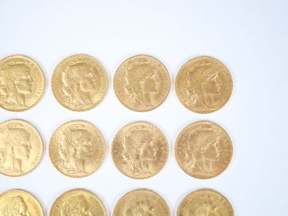 Ensemble de vingt pièces de 20 francs en...