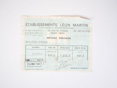 Lingot en or jaune d'1 kg (995 g), numéroté...