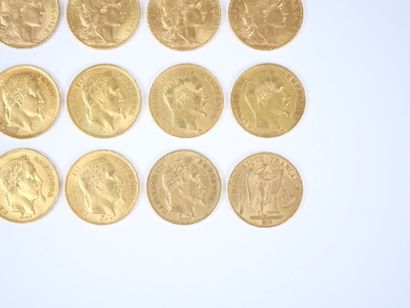 Ensemble de vingt pièces de 20 francs en...